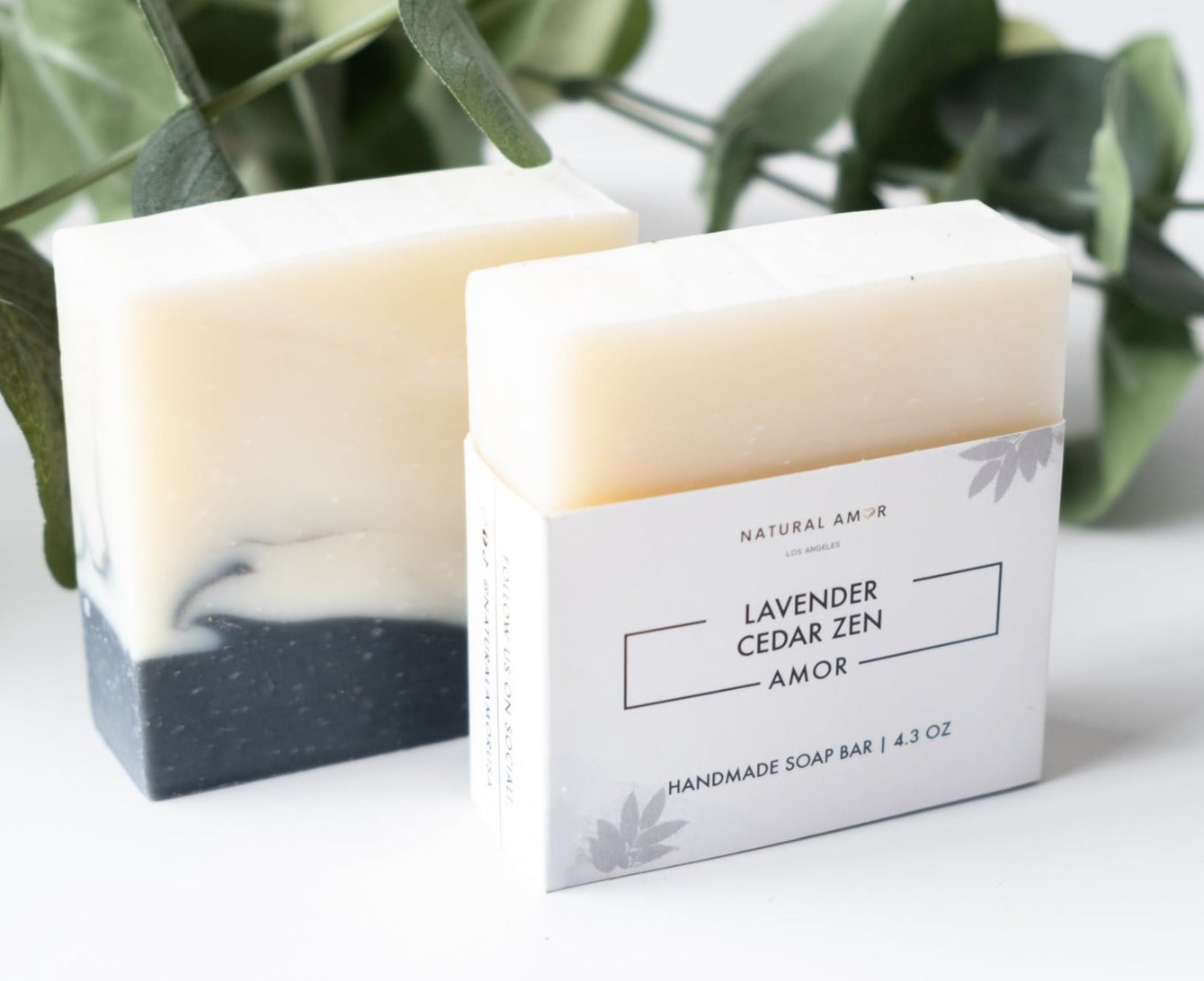 Lavender Cedar Zen Soap Bar with activated charcoal and essential oils, showcasing its rich texture and calming lavender color.