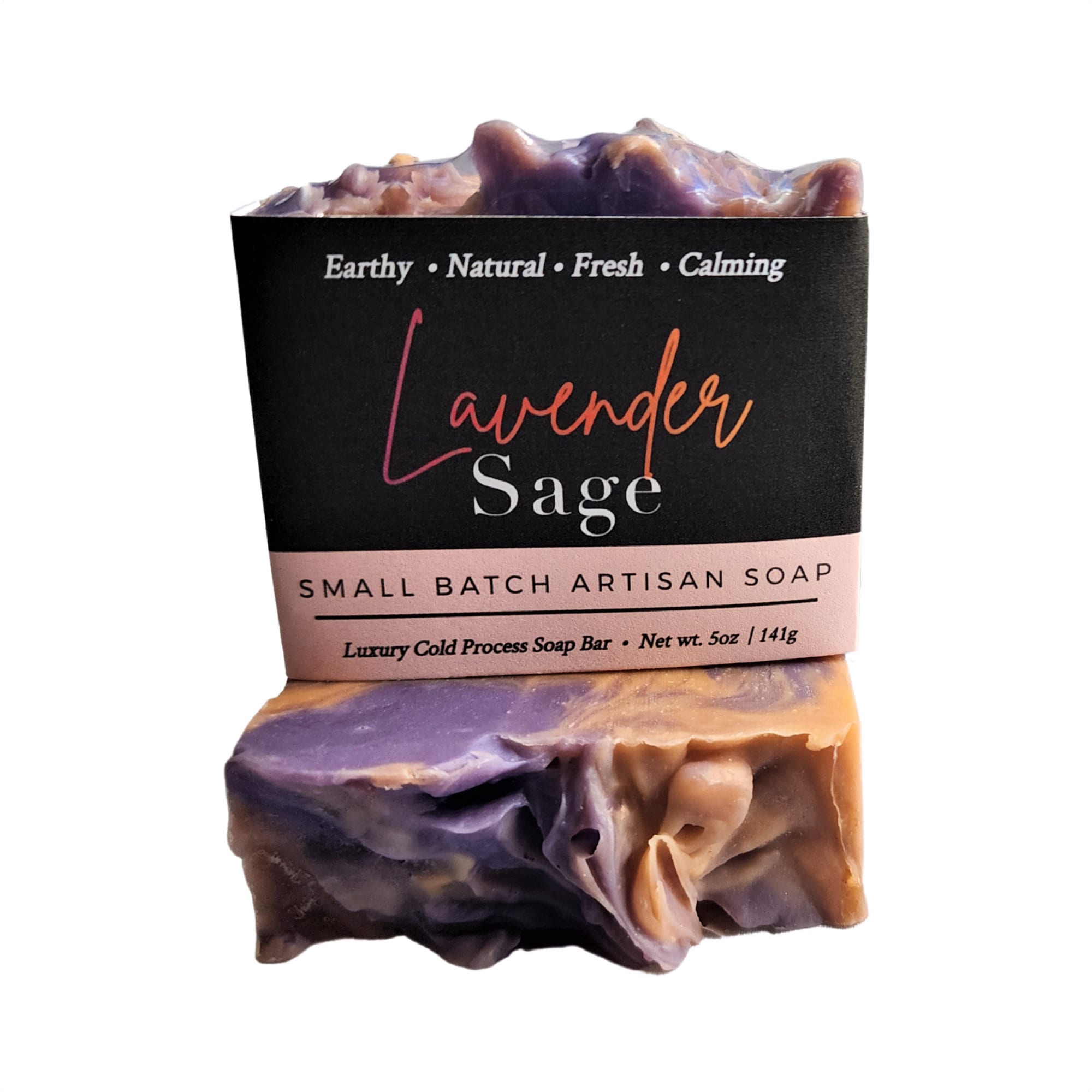 Lavender Sage Soap bar with earthy floral design, showcasing its handmade quality and natural ingredients.