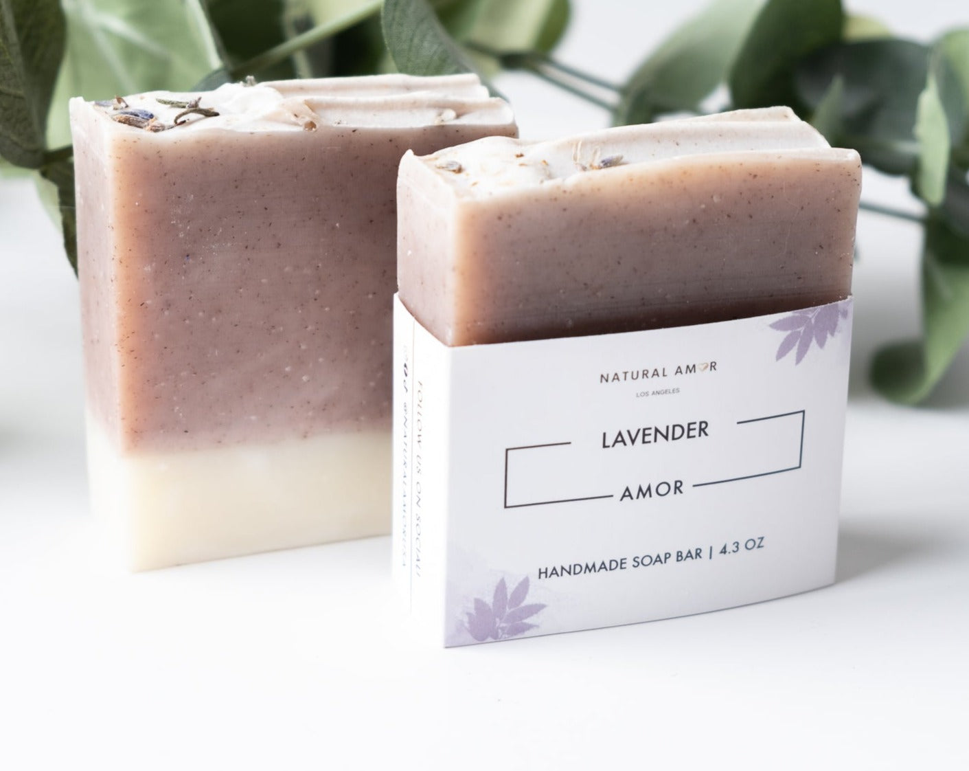 Lavender Soap Bar with natural ingredients, featuring calming lavender scent and gentle exfoliation properties.