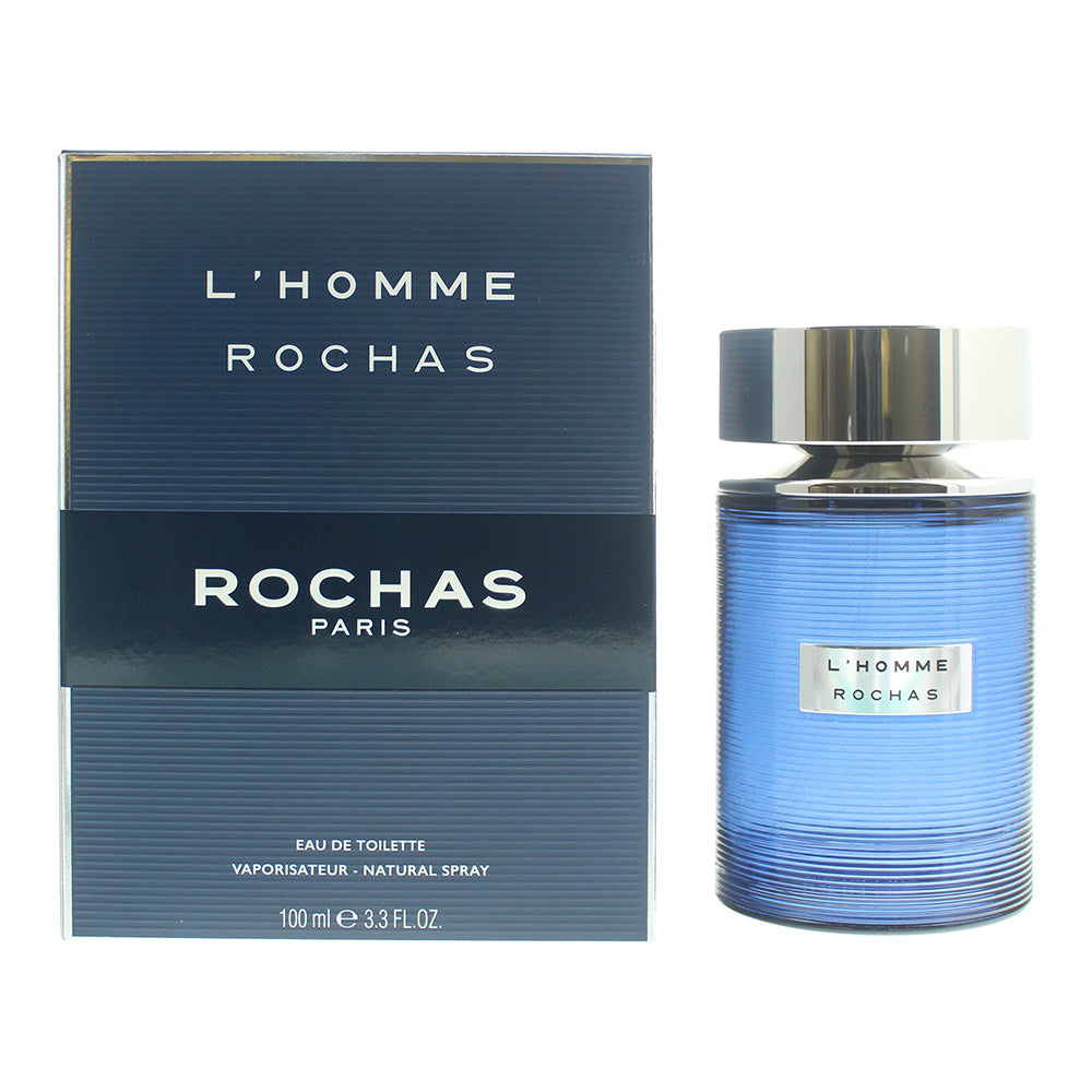 Rochas L'Homme Eau de Toilette bottle showcasing its elegant design and sophisticated fragrance.