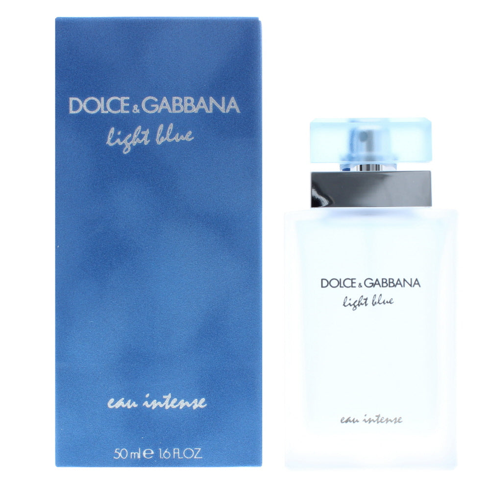 Light Blue Eau Intense Eau de Parfum bottle with a sleek design, featuring a light blue color and elegant shape.