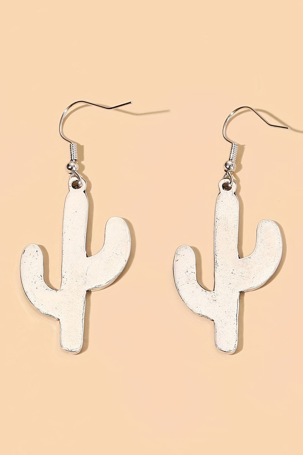 Light blue alloy dangle earrings featuring a cactus design, perfect for adding a trendy touch to any outfit.