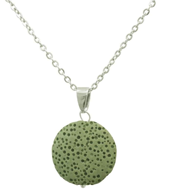 Light Green Lava Stone Essential Oil Necklace with natural lava stones, perfect for aromatherapy.