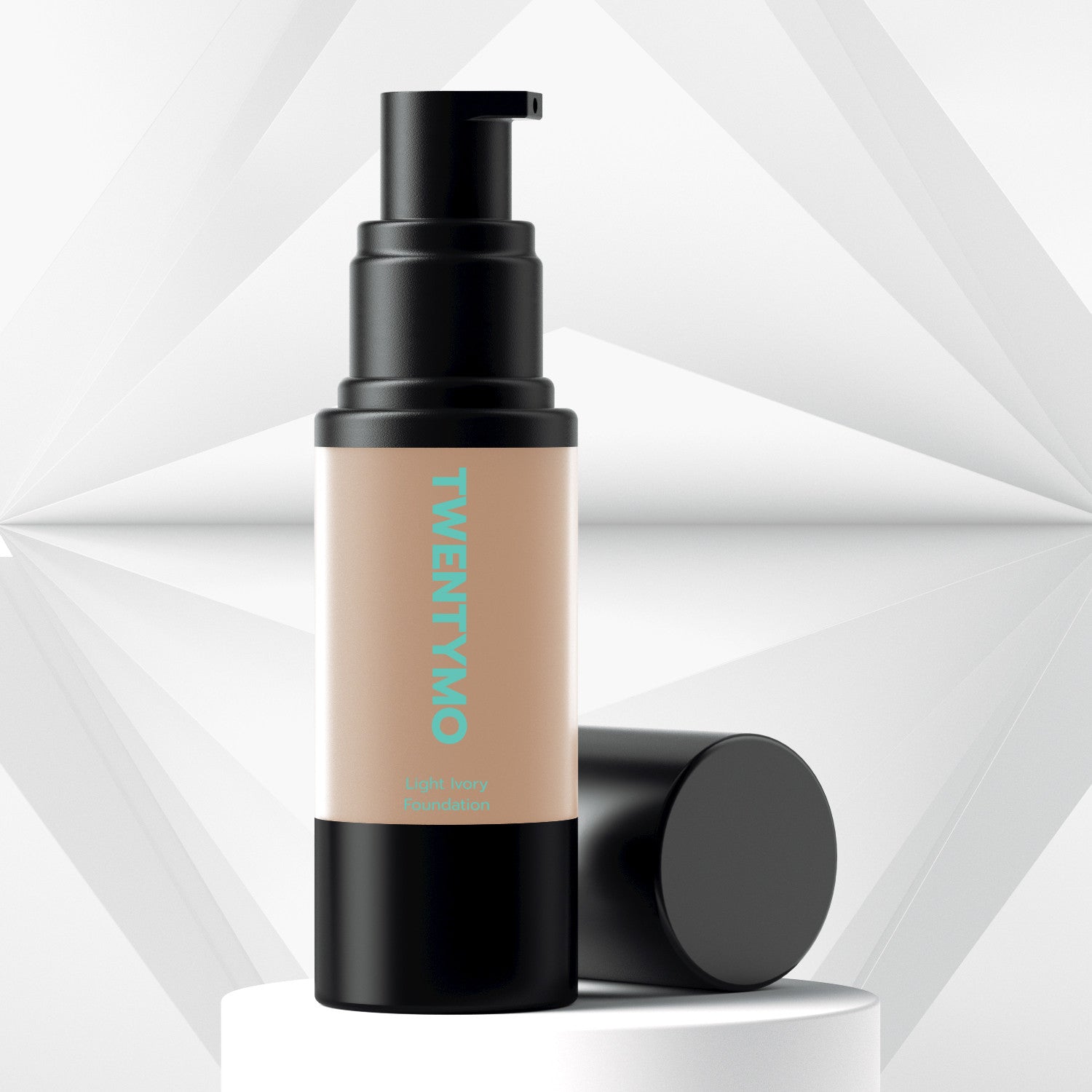 Light Ivory HD Liquid Foundation in a sleek bottle, showcasing its creamy texture and natural finish.