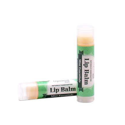 A tube of Mint Lip Balm with a refreshing mint flavor, designed to soothe and hydrate dry, chapped lips.