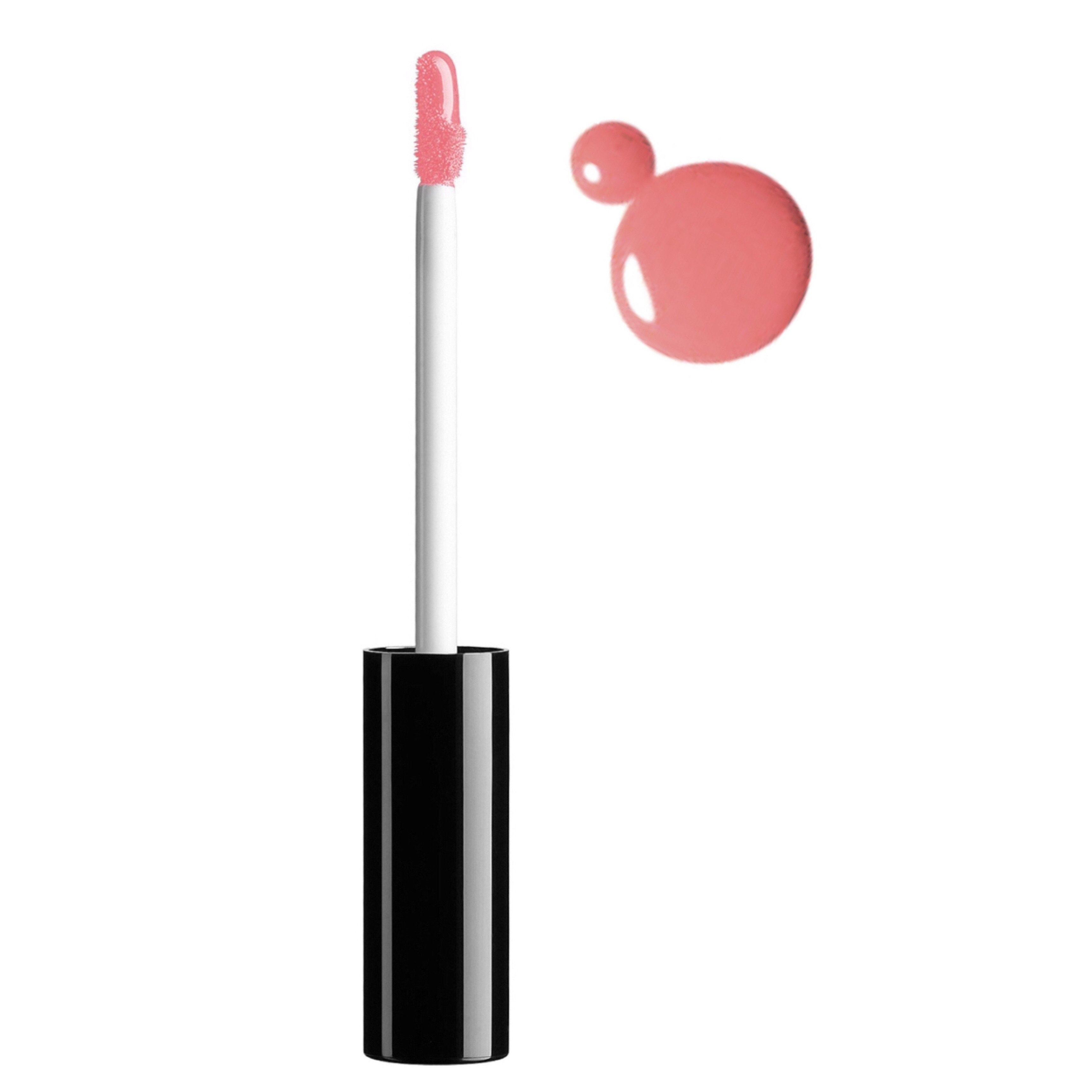 Lipgloss Disco in clear salmon melon shade with a creme texture, showcasing its glossy finish and stylish packaging.