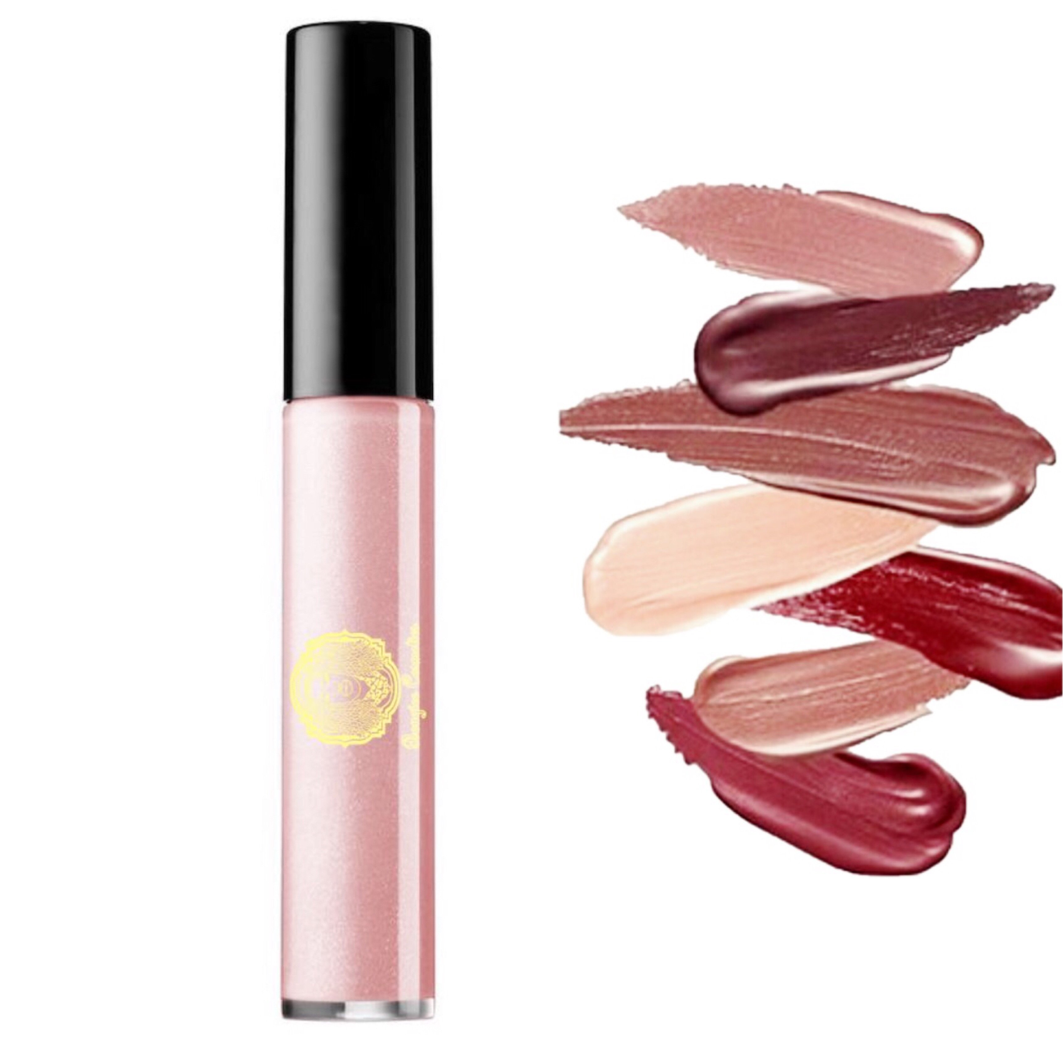 Nearly Naked Lipgloss in Mid Tone Nude Pink with a glossy finish, showcasing its creme texture and elegant packaging.