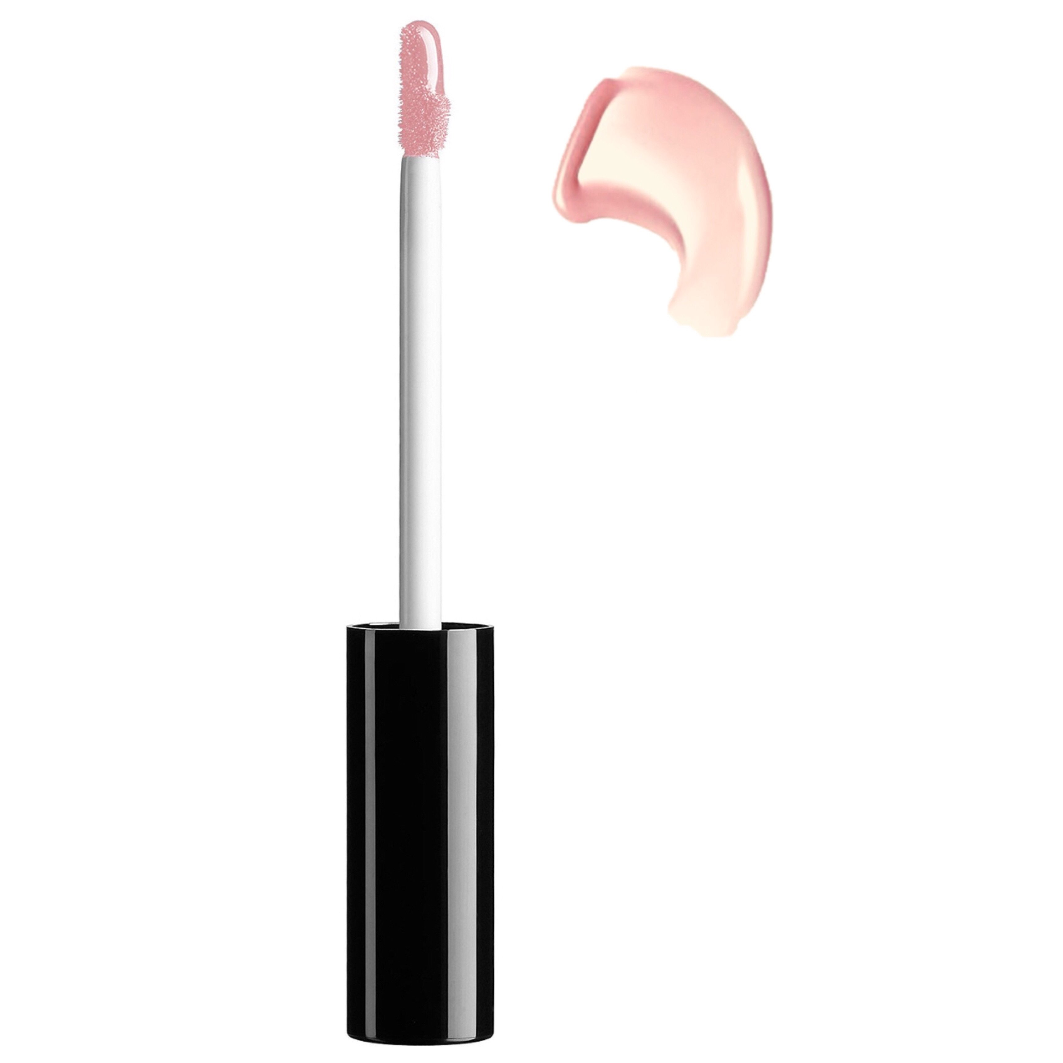 Nearly Naked Lipgloss in Mid Tone Nude Pink with a glossy finish, showcasing its creme texture and elegant packaging.