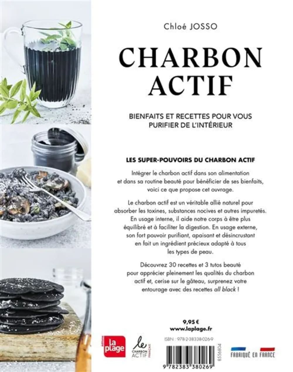 Livre de recettes 'Charbon Actif' avec 80 pages, présentant des recettes et astuces beauté autour du charbon actif.