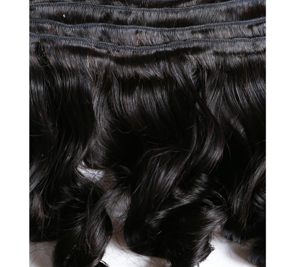 Loose Wave 10A Grade hair bundles with 4x4 closure and 13x4 frontal, showcasing natural color and luxurious texture.