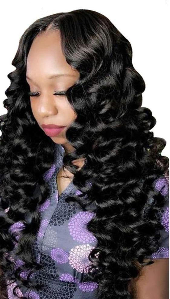 Loose Wave 10A Grade hair bundles with 4x4 closure and 13x4 frontal, showcasing natural color and luxurious texture.