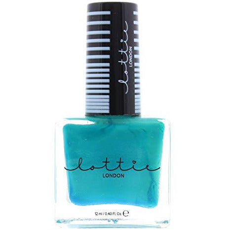 Lottie Lacquer Nail Polish in vibrant Risk Taker shade, showcasing a sleek bottle with a precision brush.