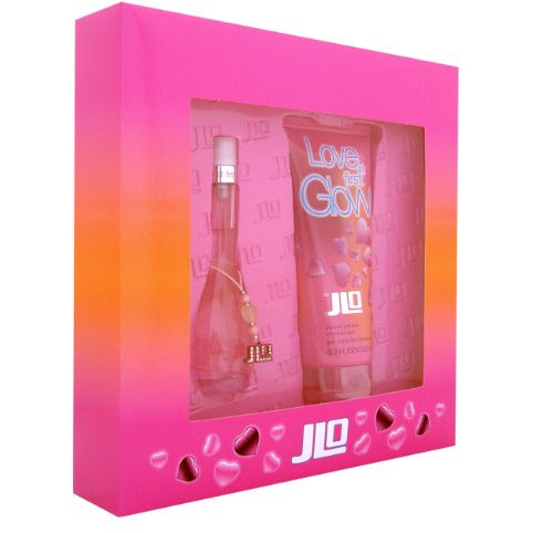 Jennifer Lopez Love At First Glow Gift Set featuring a 30ml EDT and 200ml Bath & Shower Gel in elegant packaging.