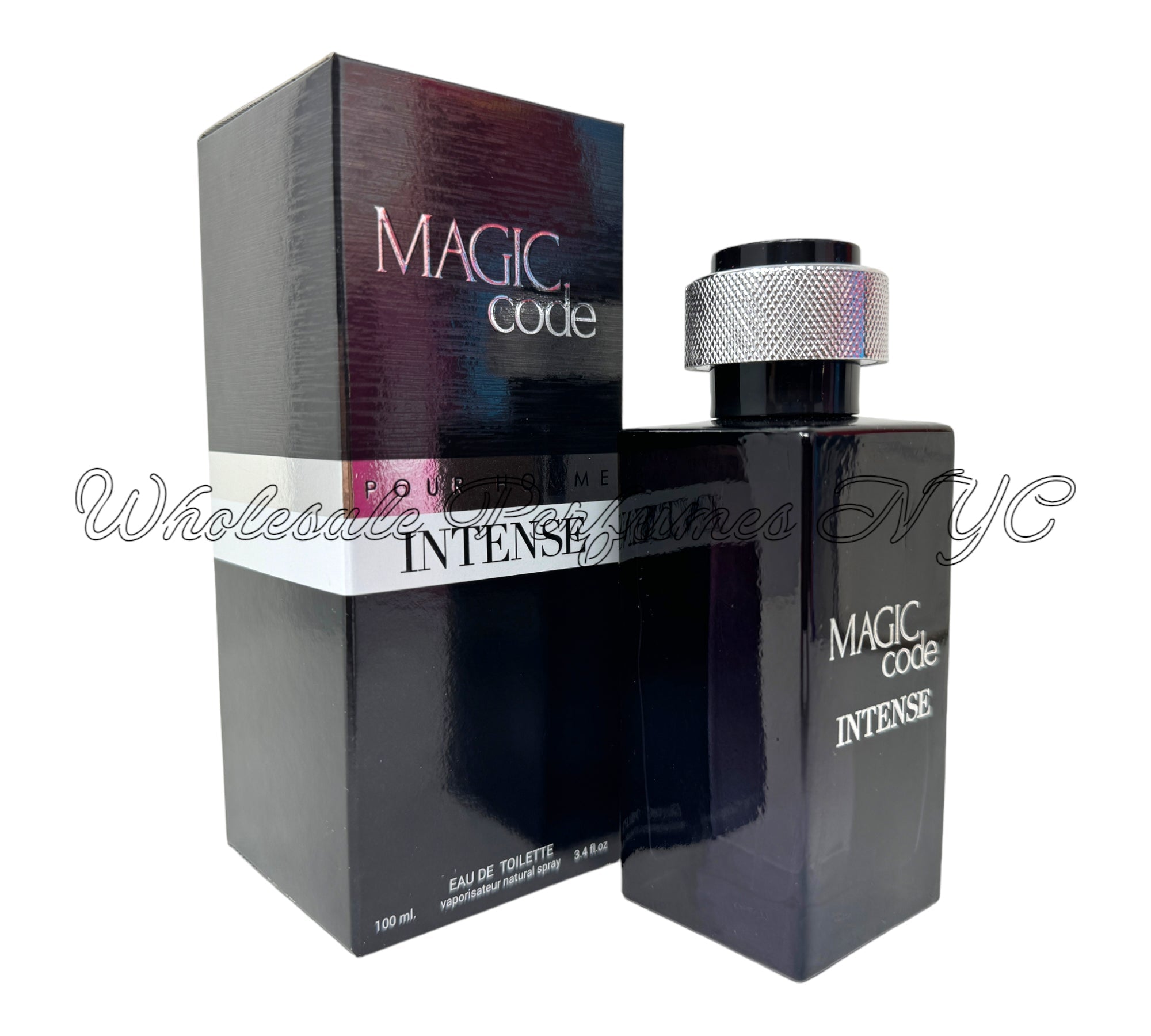 Magic Code Intense for Men 3.4oz Eau de Toilette Spray bottle with elegant design.