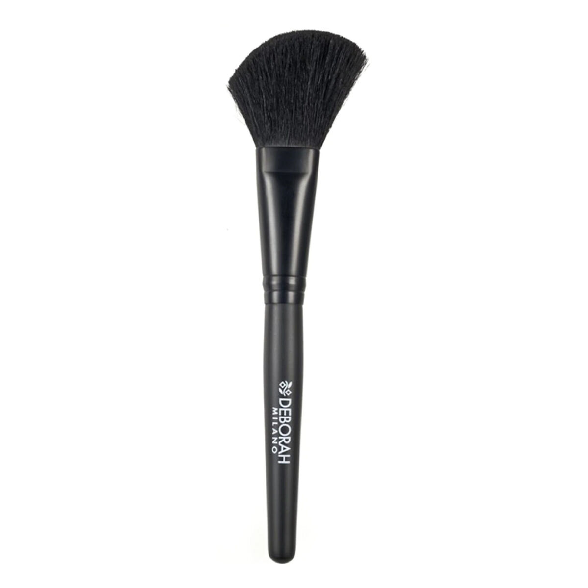 Black makeup brush with logo.