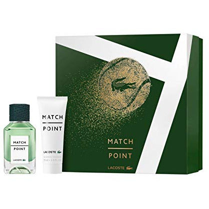 Lacoste Match Point Gift Set featuring 50ml EDT and 75ml Shower Gel in elegant packaging.