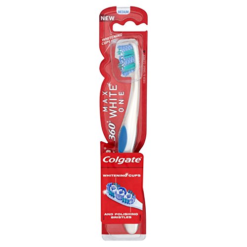 Colgate Max White 360º One Toothbrush Medium with ergonomic handle and medium bristles for effective cleaning.