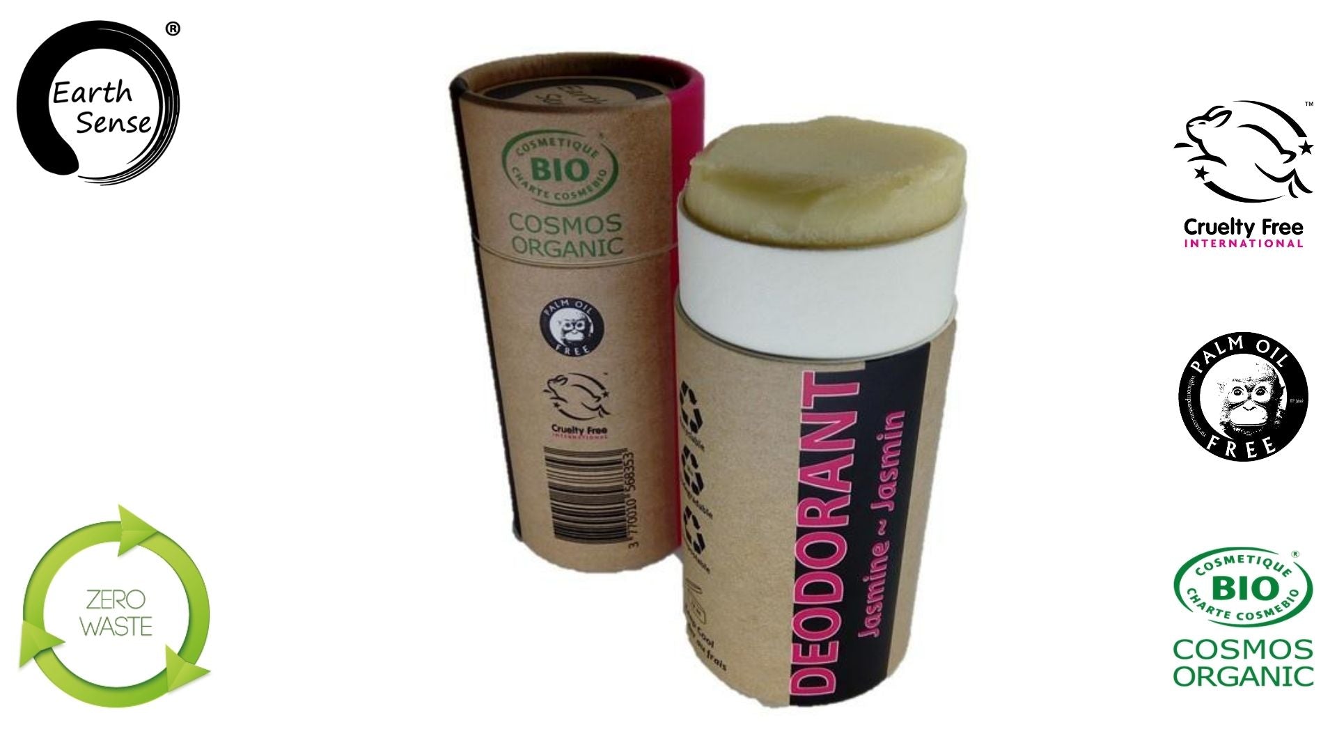 MAXI BUNDLE of 6 x 100ml Organic Certified Natural Deodorant in Jasmine, featuring eco-friendly packaging and natural ingredients.