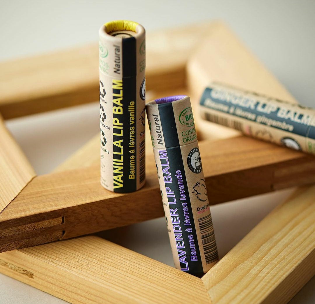 A collection of 30 tubes of 15ml Organic Vanilla Lip Balm, showcasing their natural ingredients and eco-friendly packaging.