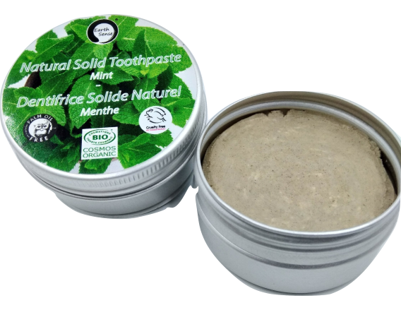 MEGA BUNDLE of 32 x 40g Natural Organic Certified Solid Toothpaste in aluminum tins, featuring Daily and Polishing variants.