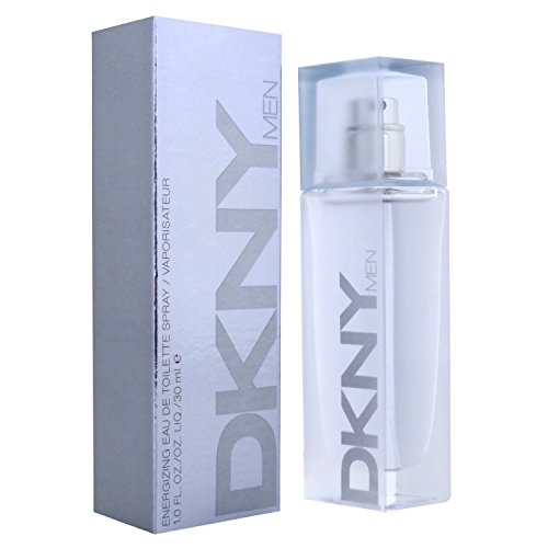 DKNY Men Energizing Eau De Toilette bottle with modern design, showcasing its refreshing fragrance.