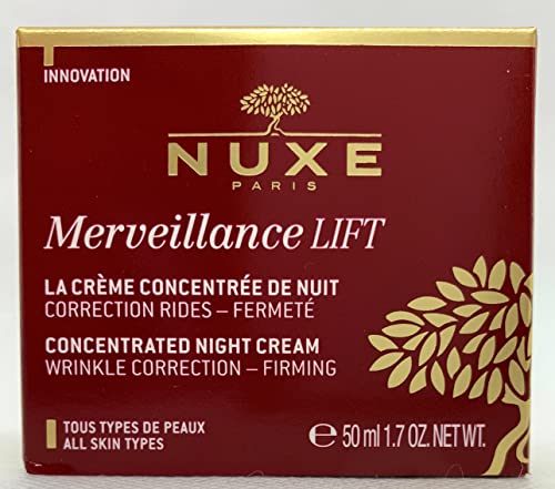 Nuxe Merveillance LIFT Concentrated Night Cream jar with a luxurious design, showcasing its rich texture and anti-aging properties.