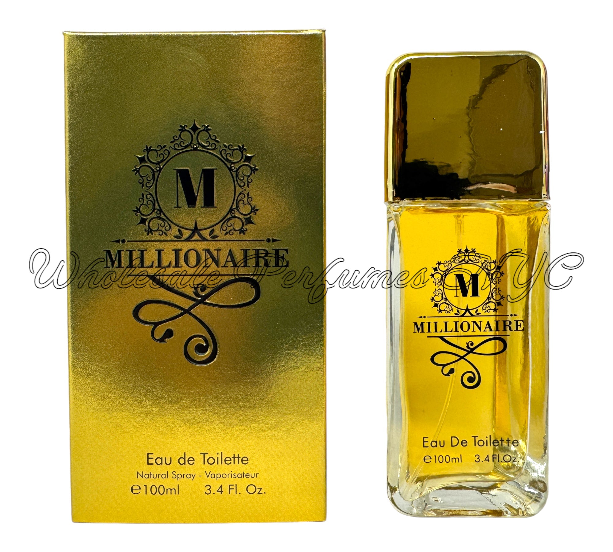 A stylish bottle of Millionaire for Men Eau de Toilette by Urban Collection, showcasing its elegant design and luxurious appeal.