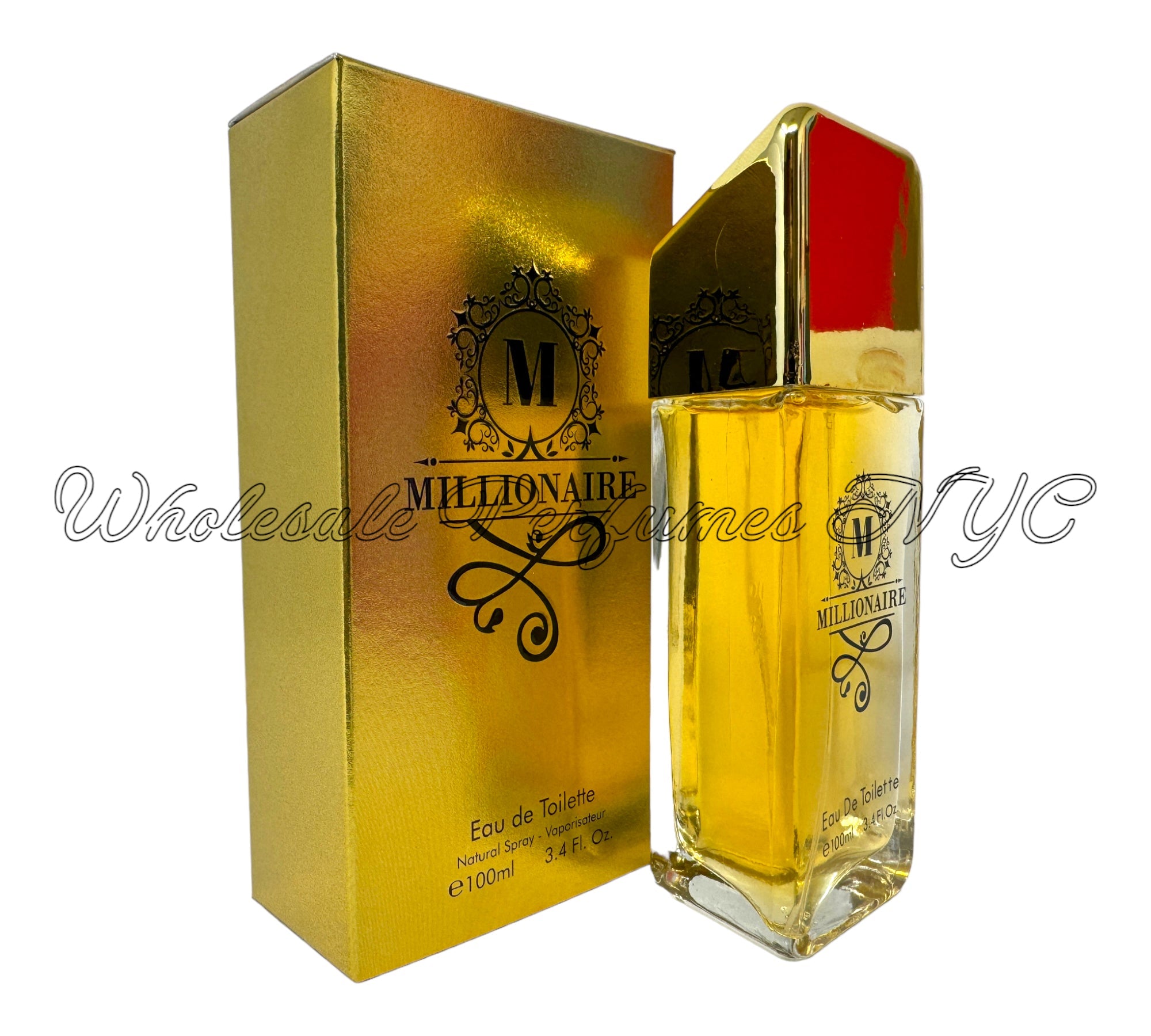 A stylish bottle of Millionaire for Men Eau de Toilette by Urban Collection, showcasing its elegant design and luxurious appeal.