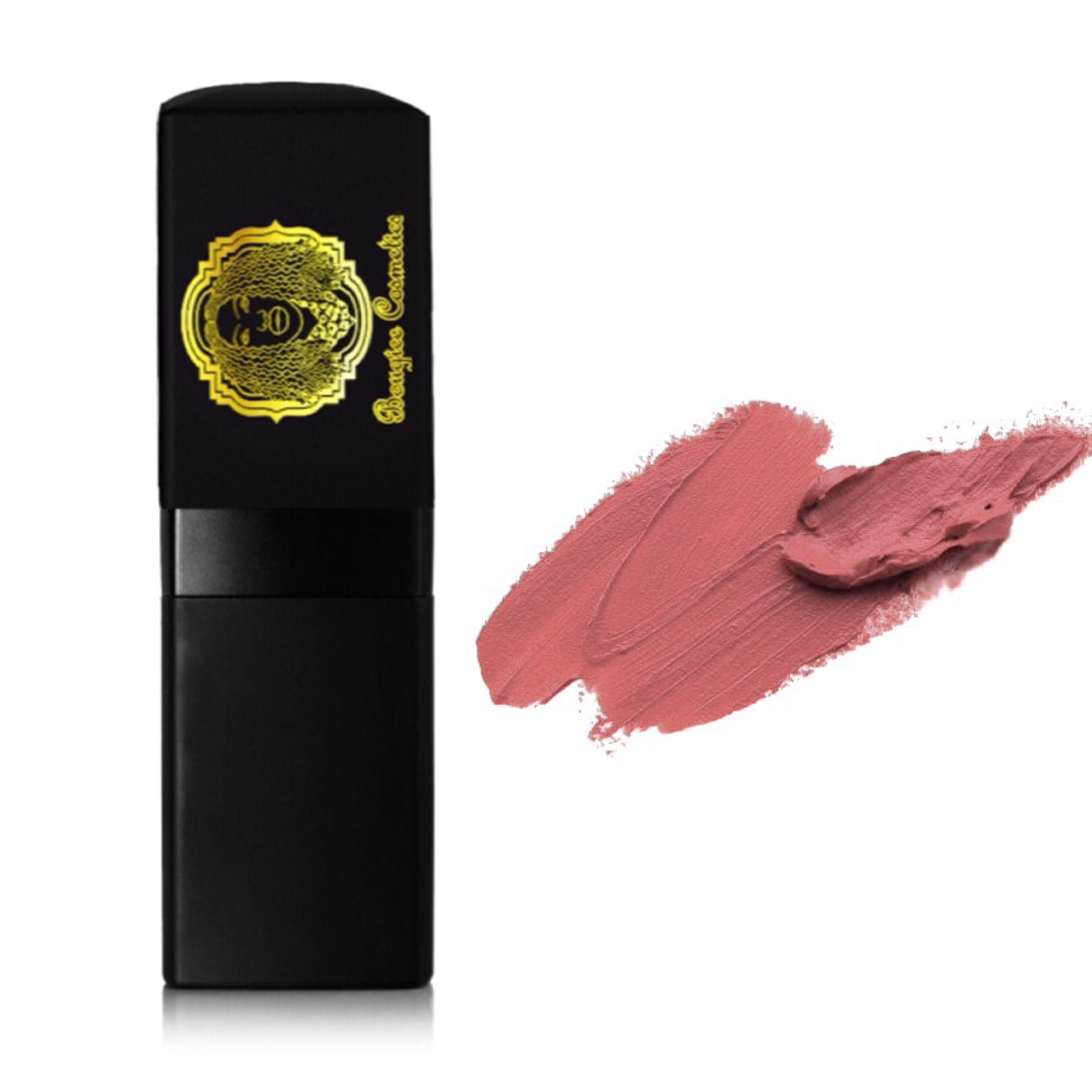 Mimi Lipstick in Rosed Pink showcasing its matte texture and vibrant color, perfect for enhancing lips with a long-lasting finish.