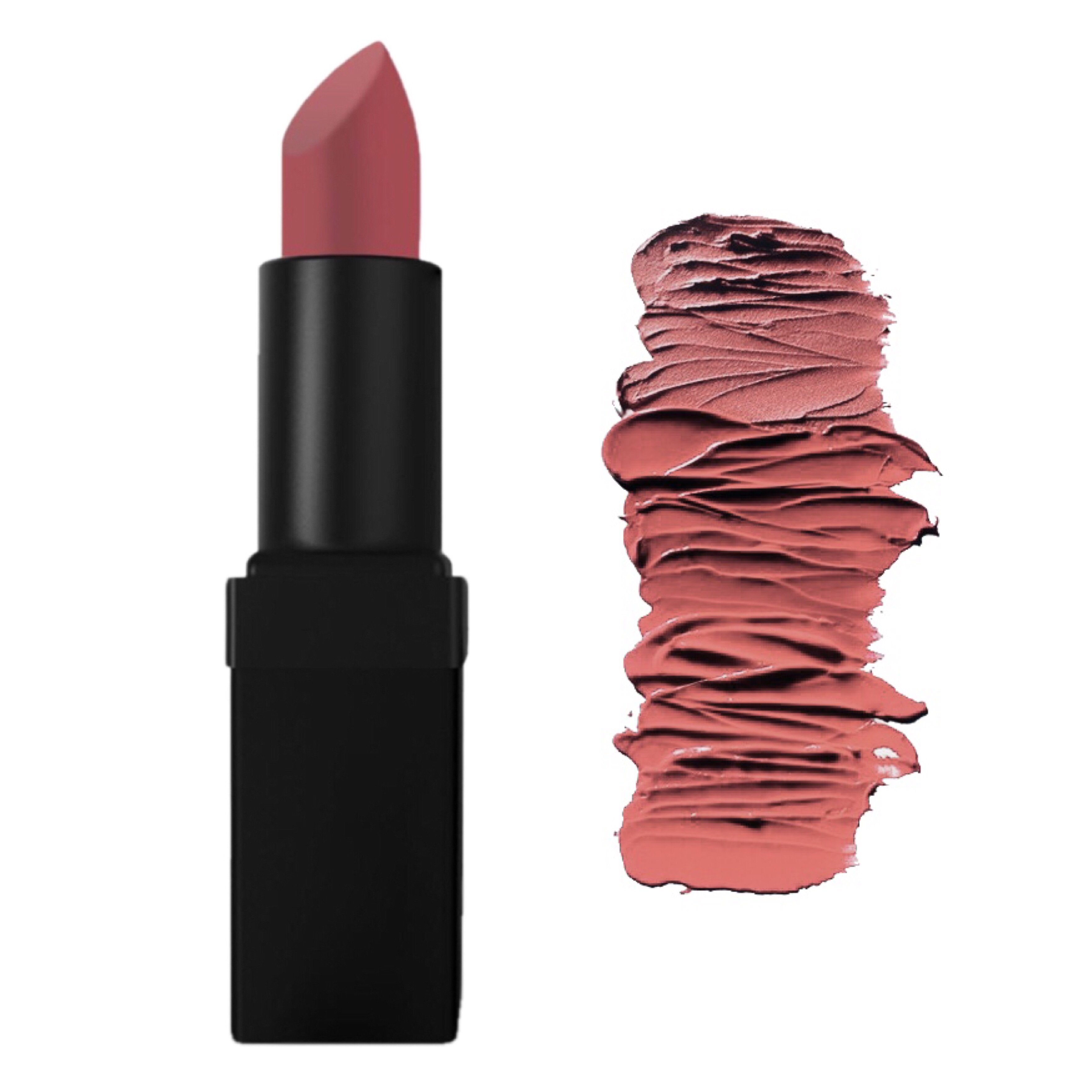 Mimi Lipstick in Rosed Pink showcasing its matte texture and vibrant color, perfect for enhancing lips with a long-lasting finish.