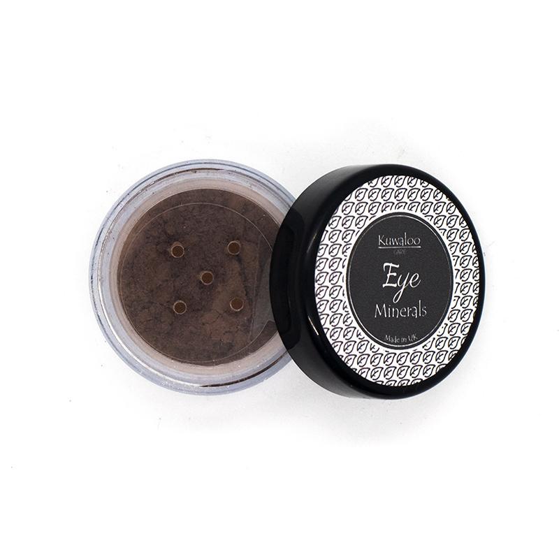 Mineral Makeup Eyes 1.5g in Vamp shade, showcasing its natural ingredients and versatile application for sensitive skin.