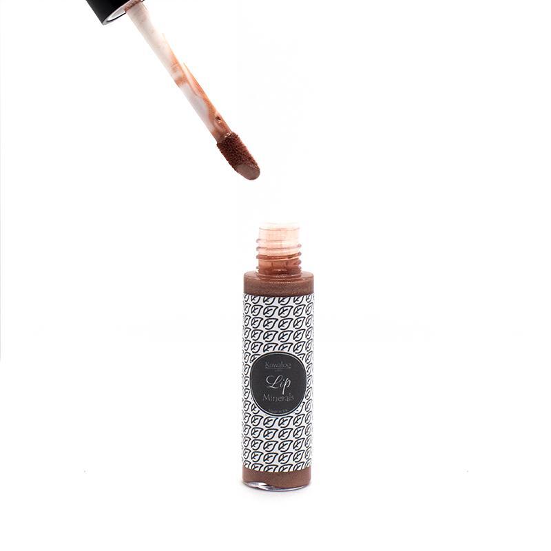 Mineral Makeup Lip Gloss in Cocoa, 7ml, showcasing its natural ingredients and vibrant color.