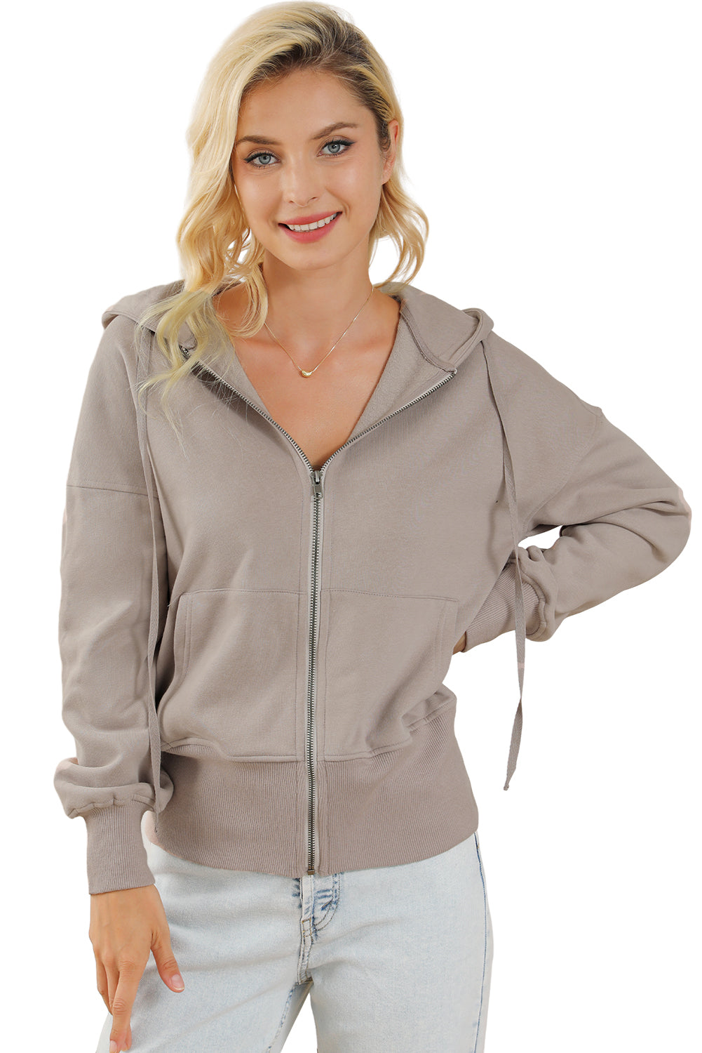 A stylish Mineral Wash Full Zip Drawstring Hoodie featuring a vintage look, front zipper, and practical pockets, perfect for casual wear.