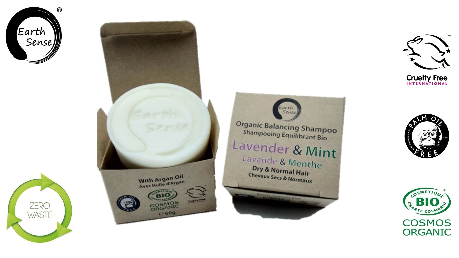 MINI BUNDLE of 4 Organic Certified Solid Shampoo bars in Lavender & Mint, perfect for dry and normal hair types.