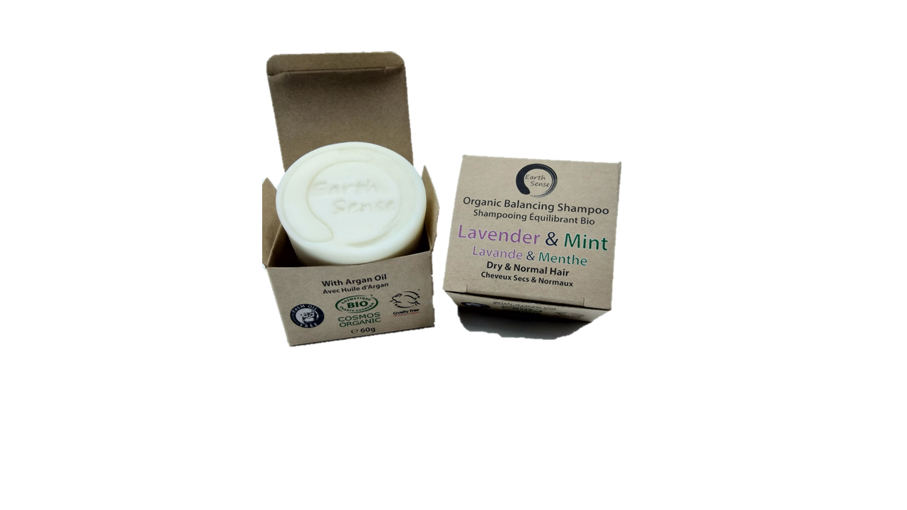 MINI BUNDLE of 4 Organic Certified Solid Shampoo bars in Lavender & Mint, perfect for dry and normal hair types.