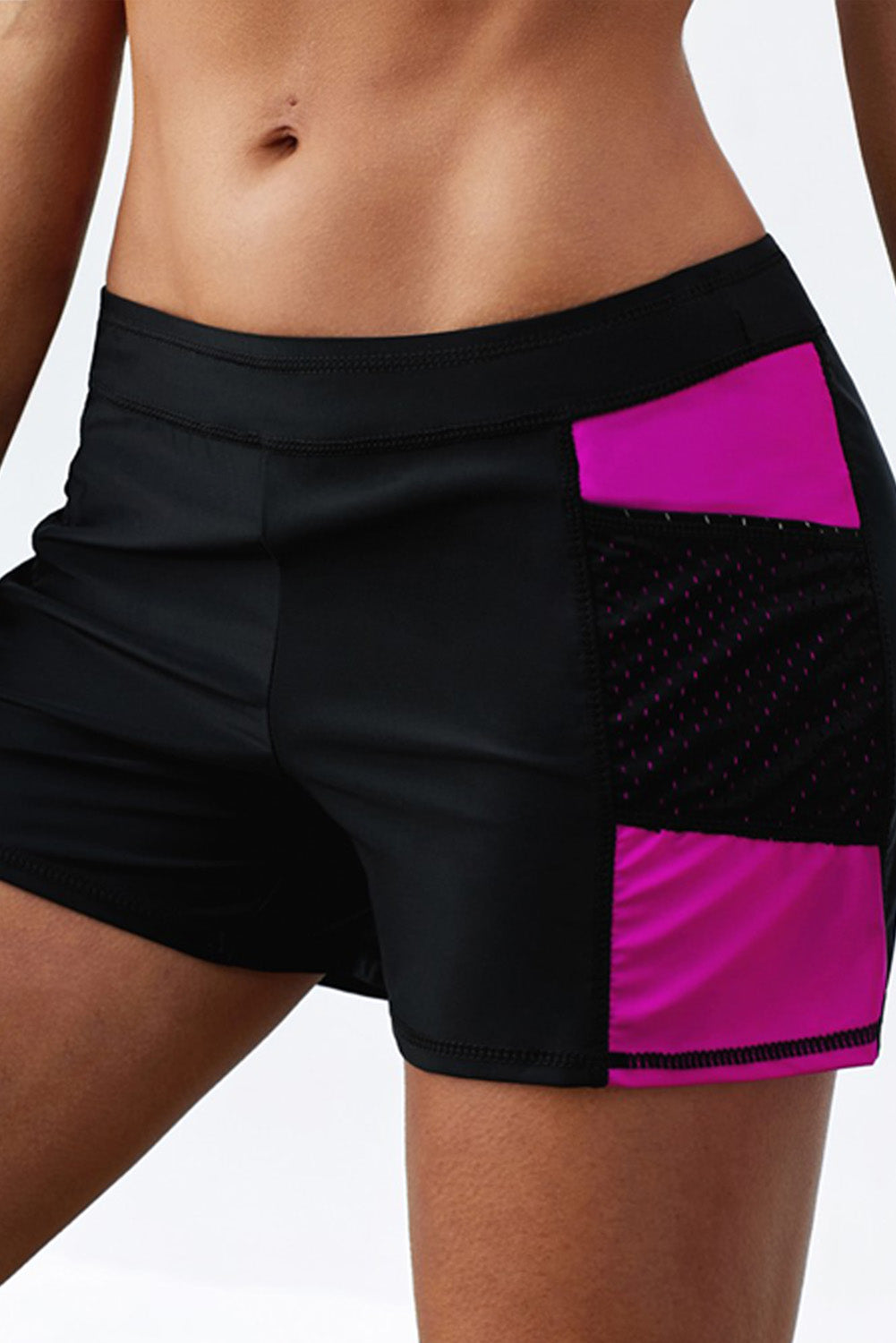 Mint Side Mesh Insert Sports Boardshort featuring a wide waistband and sporty side mesh accents, perfect for active women.