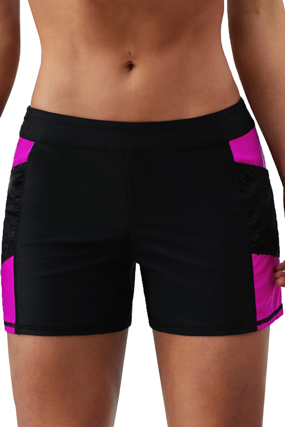 Mint Side Mesh Insert Sports Boardshort featuring a wide waistband and sporty side mesh accents, perfect for active women.