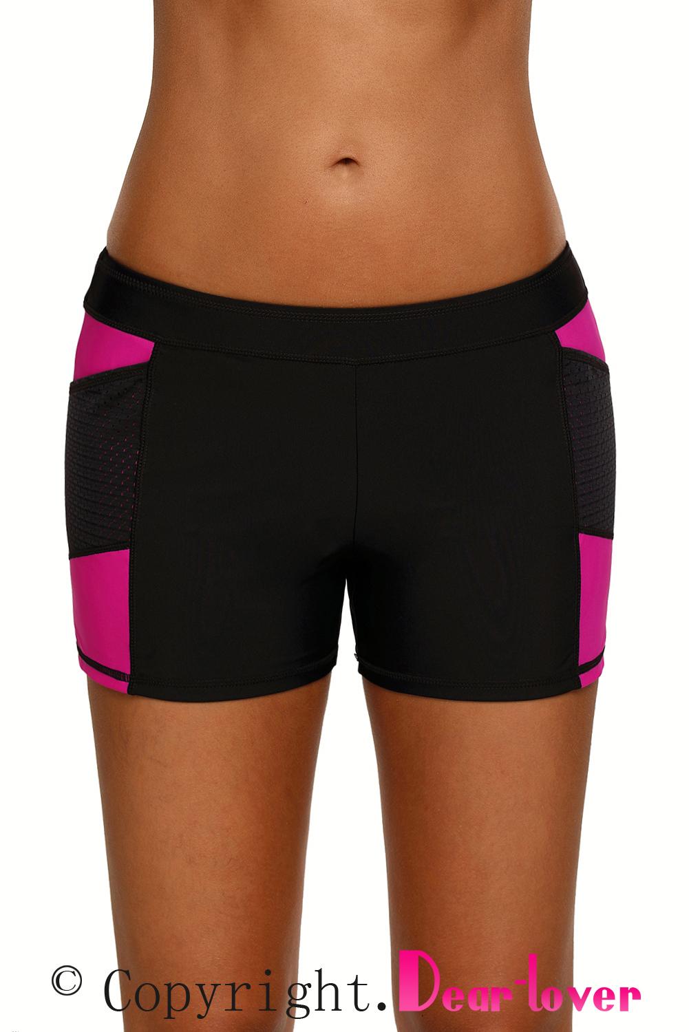 Mint Side Mesh Insert Sports Boardshort featuring a wide waistband and sporty side mesh accents, perfect for active women.