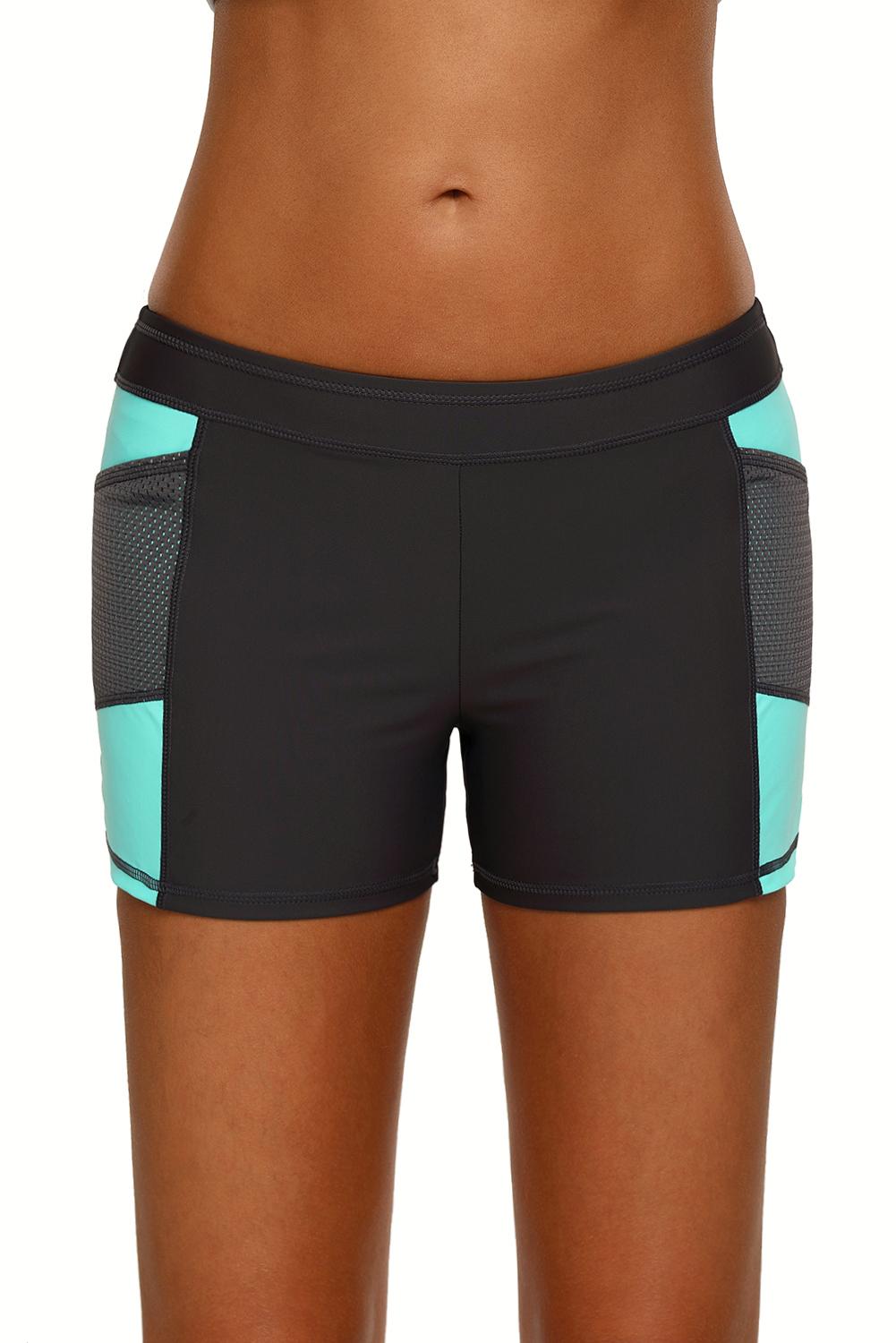 Mint Side Mesh Insert Sports Boardshort featuring a wide waistband and sporty side mesh accents, perfect for active women.