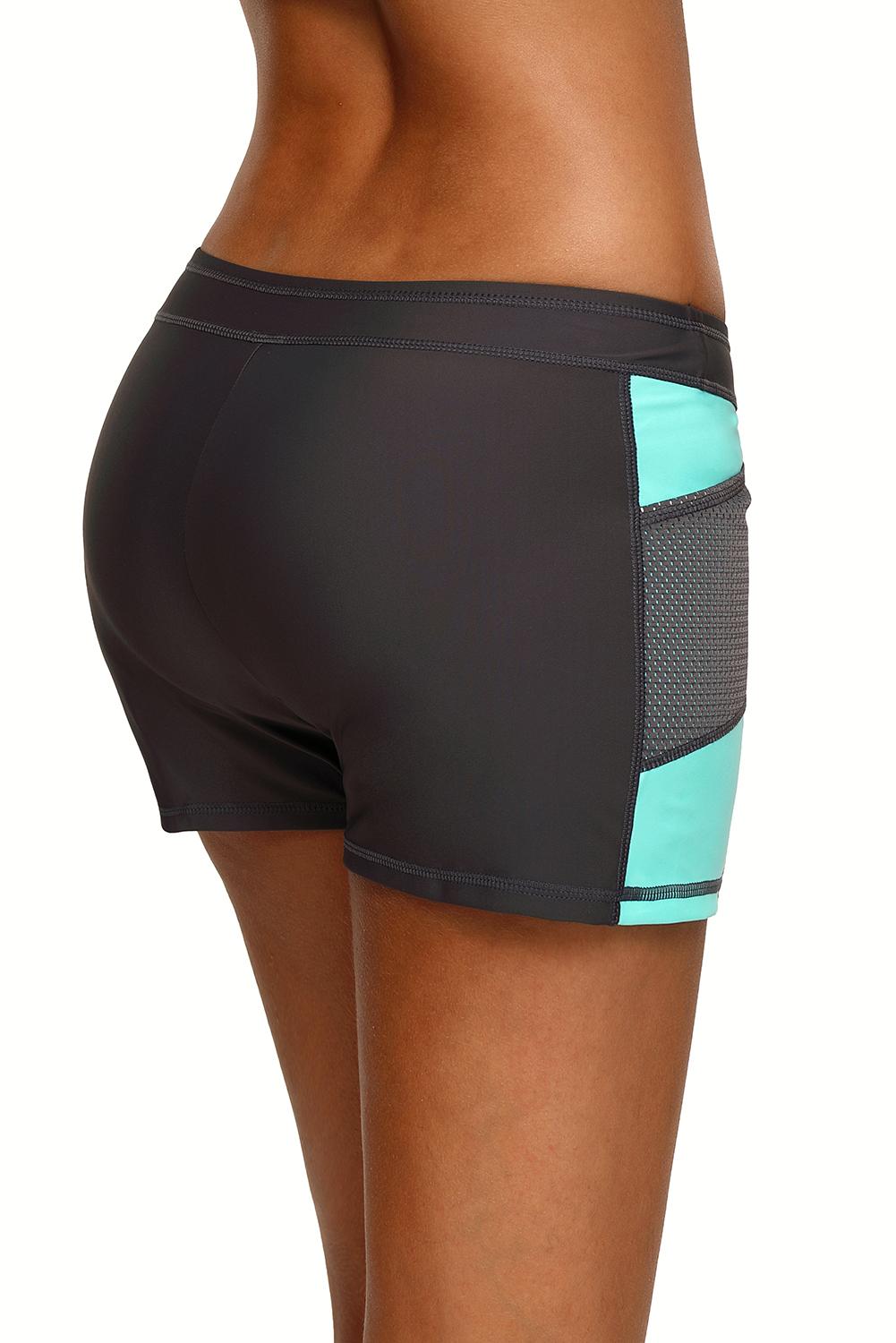 Mint Side Mesh Insert Sports Boardshort featuring a wide waistband and sporty side mesh accents, perfect for active women.