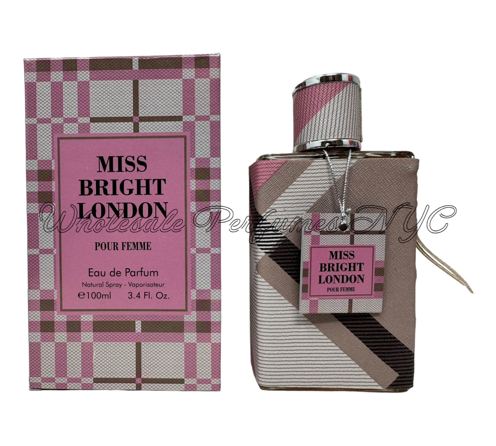 Miss Bright London for Women Eau de Parfum Spray in an elegant bottle, showcasing its sophisticated design and 3.4oz size.