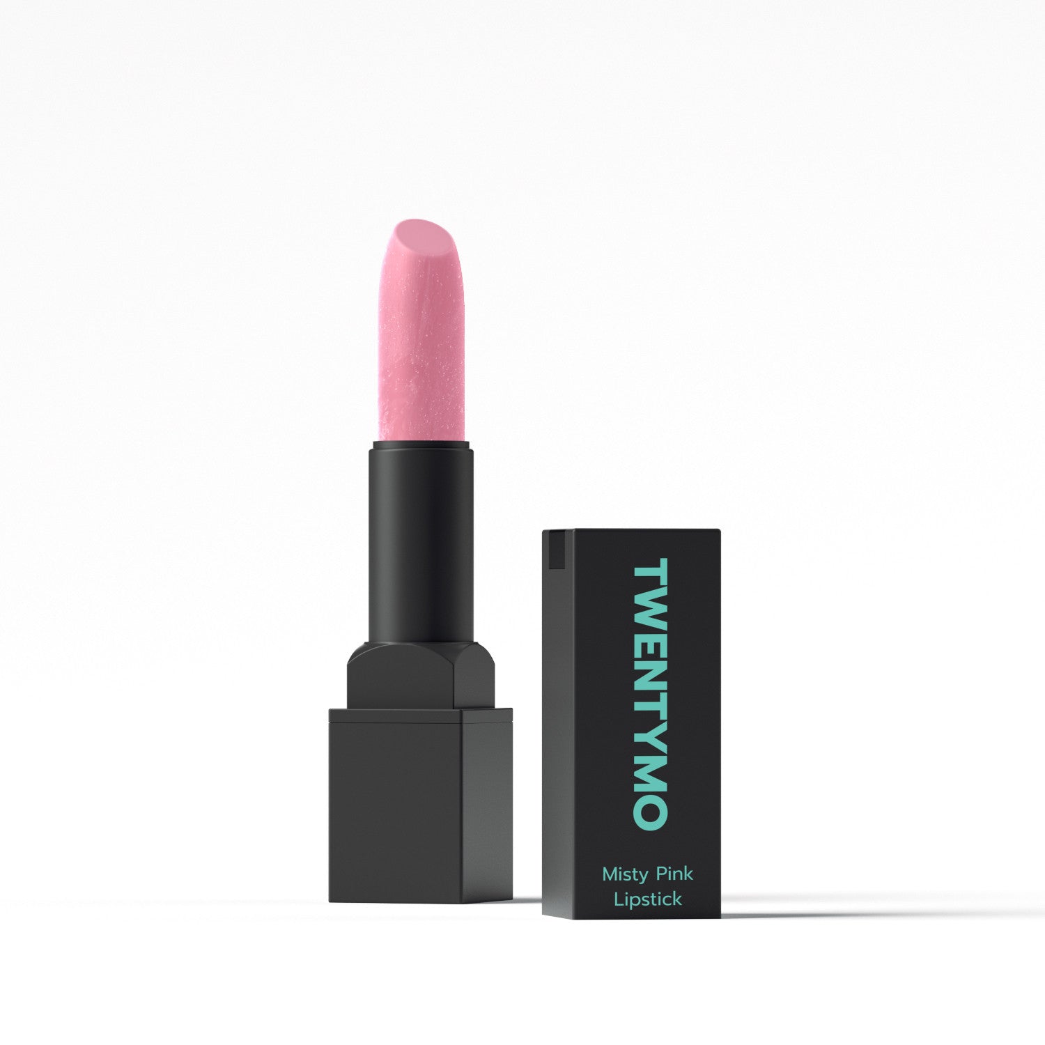 Misty Pink high-coverage lip stain in a sleek tube, showcasing its creamy texture and vibrant color.