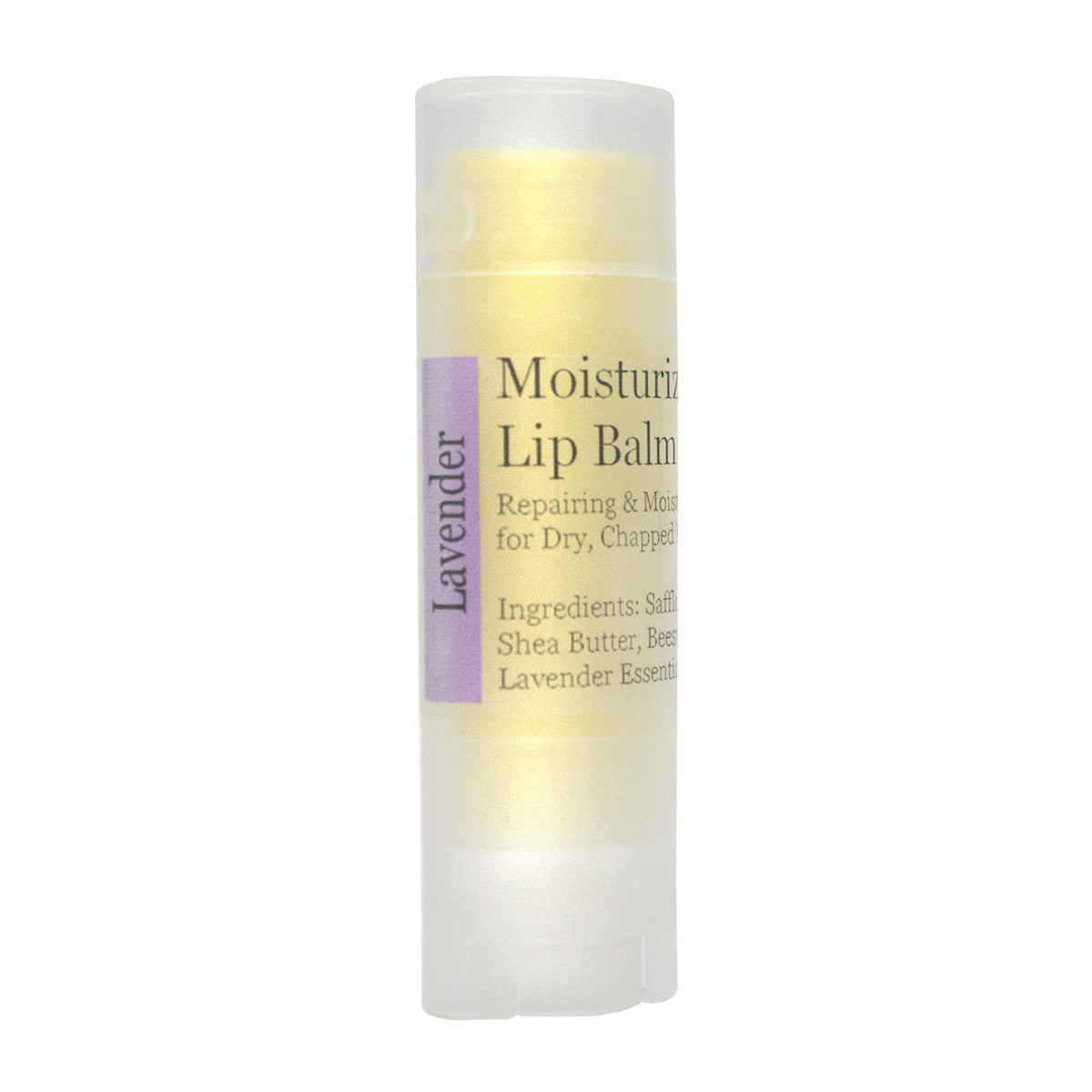 A tube of moisturizing lip balm with a natural design, showcasing its healing properties for dry, chapped lips.