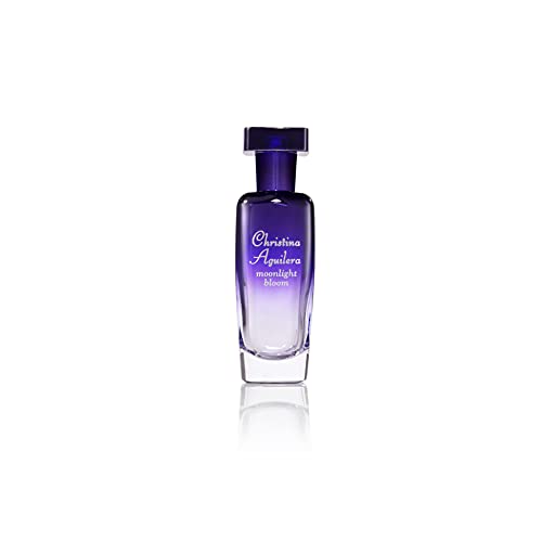 Moonlight Bloom Eau de Parfum by Christina Aguilera in an elegant bottle with floral design.