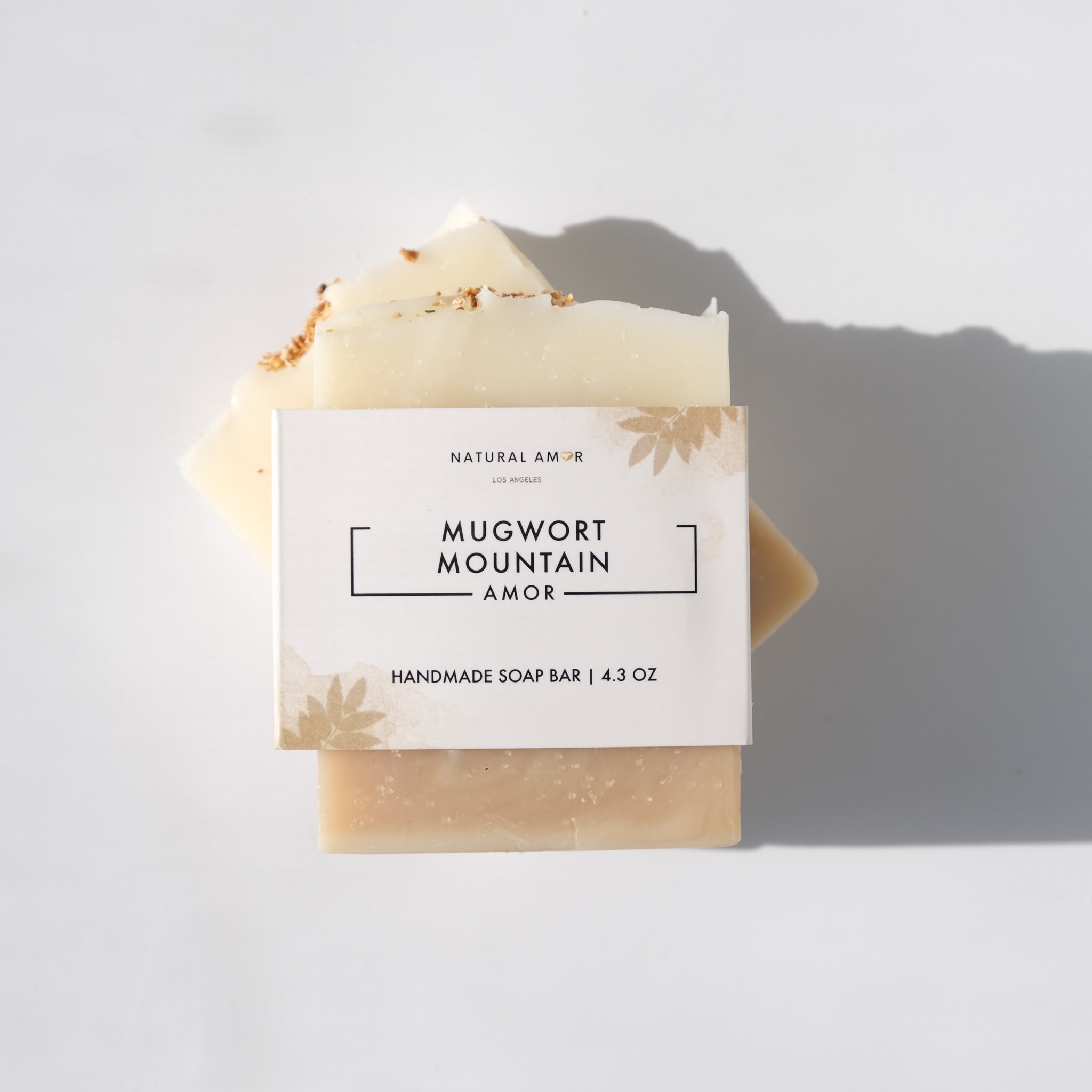 Mugwort Mountain Soap Bar with natural herbal ingredients and essential oils, showcasing its earthy color and texture.