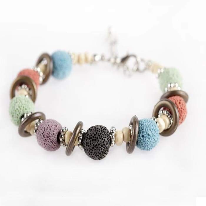 Multi Color Lava Stone Bracelet 2 featuring vibrant lava stones, perfect for essential oil diffusion.