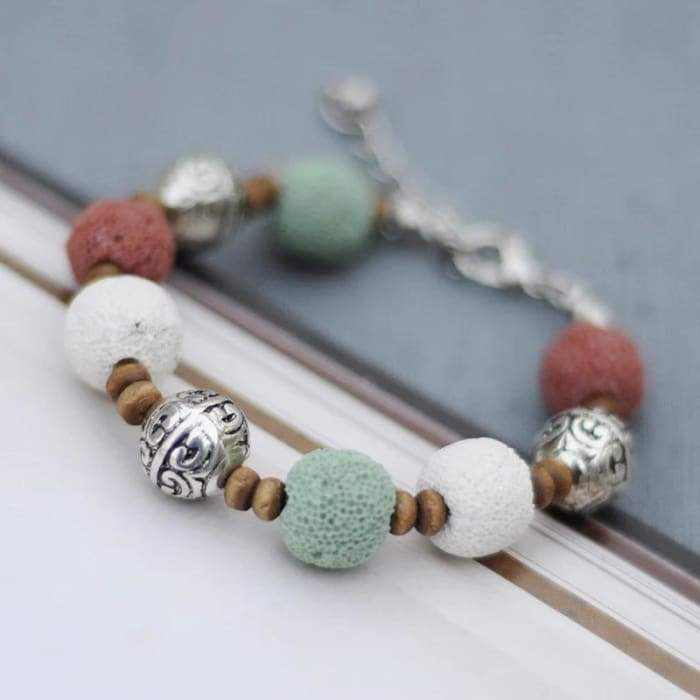 Multi Color Lava Stone Bracelet 3 featuring vibrant lava stones designed for essential oil absorption.