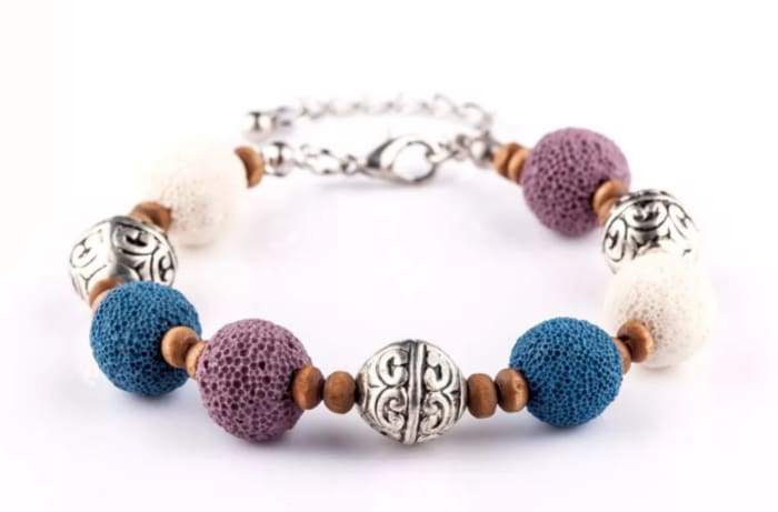 Multi Color Lava Stone Bracelet 4 featuring vibrant lava stones designed for essential oil absorption.