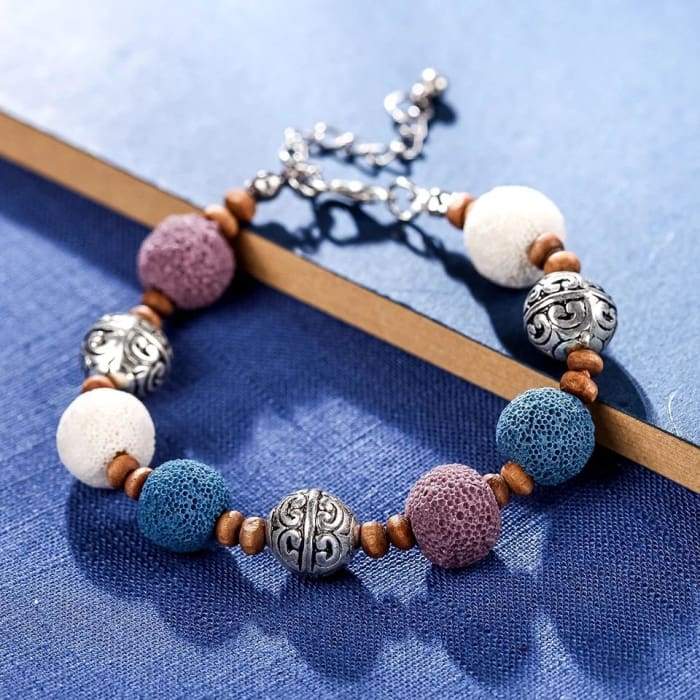 Multi Color Lava Stone Bracelet 4 featuring vibrant lava stones designed for essential oil absorption.