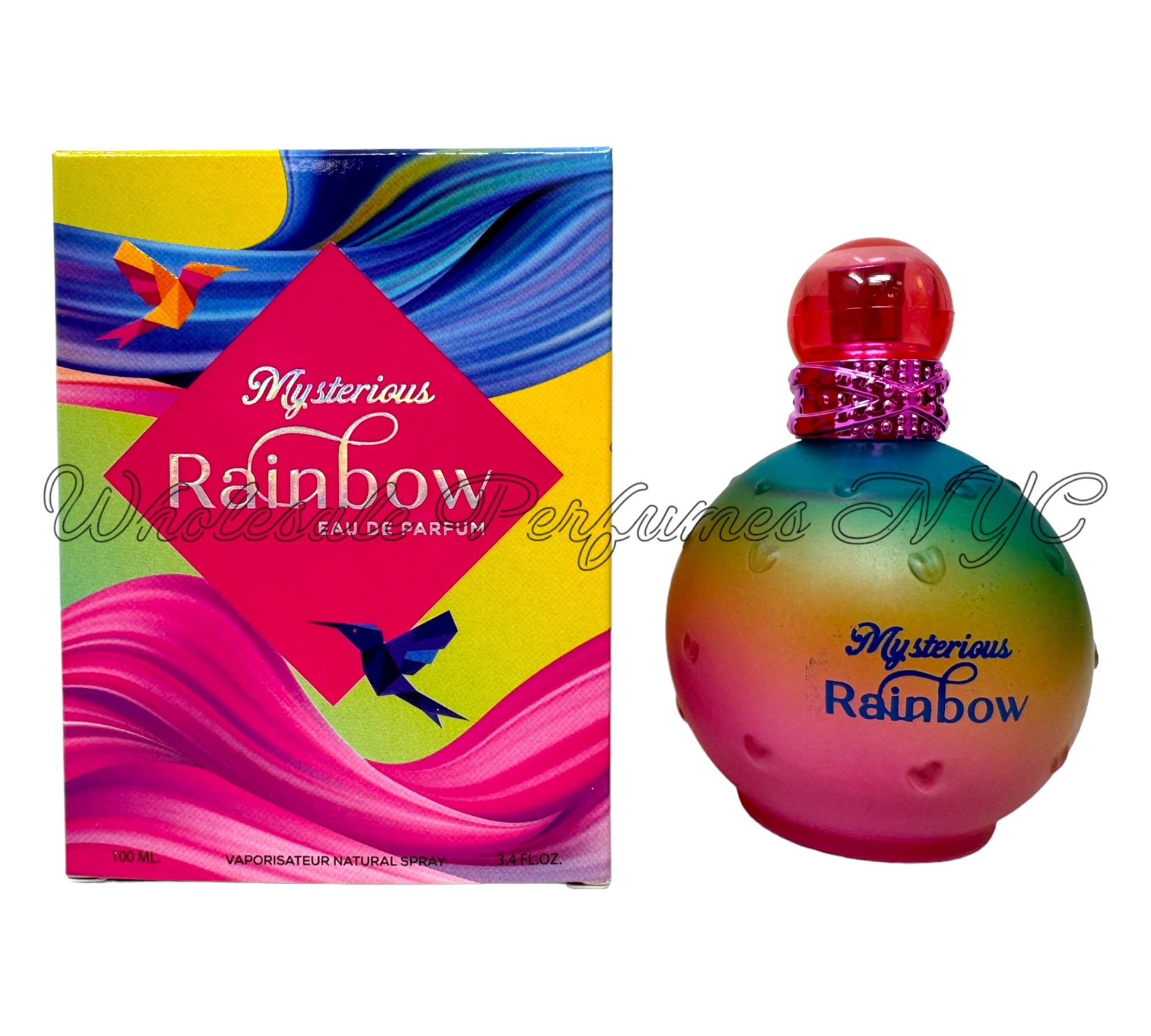 Mysterious Rainbow for Women Eau de Parfum Spray, 3.4oz bottle with vibrant packaging.